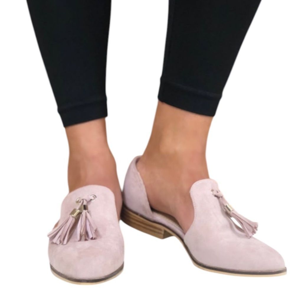 BEAST Fashion Carter D'Orsay Tassel Loafers Pink Flats Women's Size 6.5 Preppy